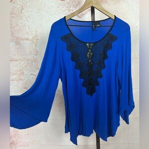 NEW DIRECTIONS bell sleeve goth boho top size XL whimsigoth romantic statement